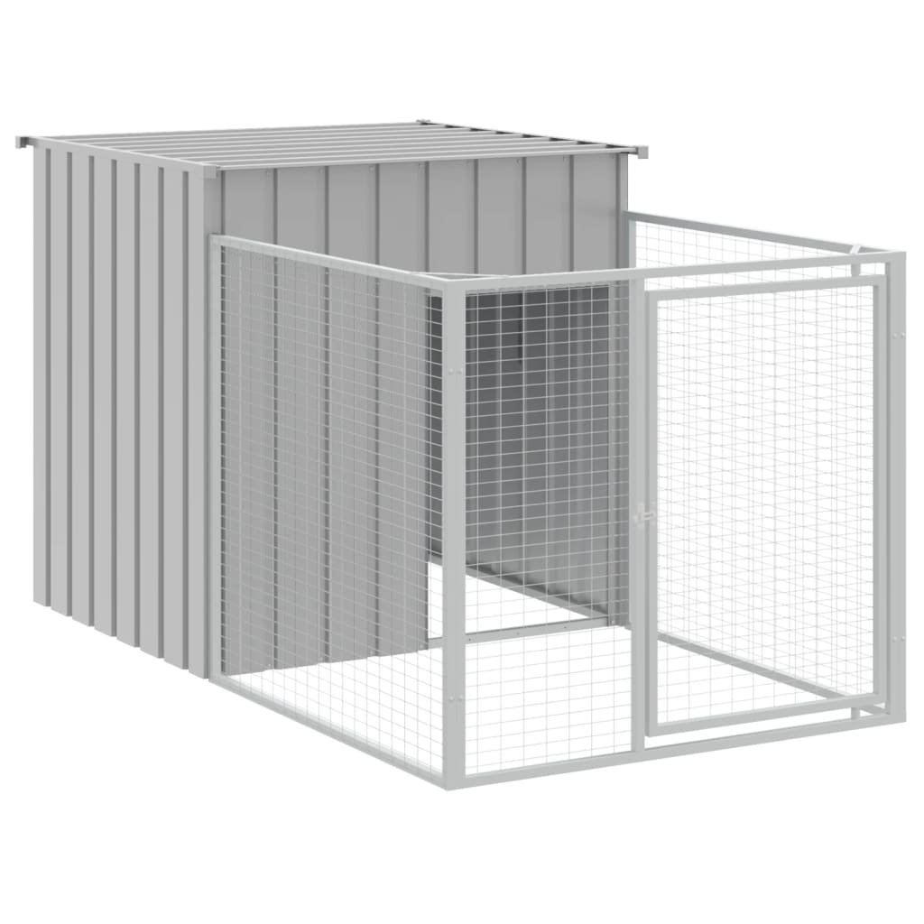 Dog House with Run Light Gray 43.3"x79.1"x43.3" Galvanized Steel