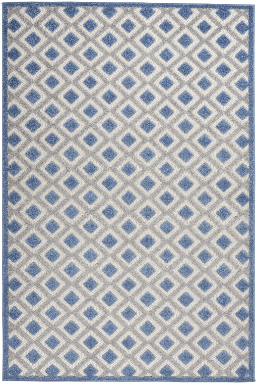 5' Round Blue And Gray Round Geometric Indoor Outdoor Area Rug