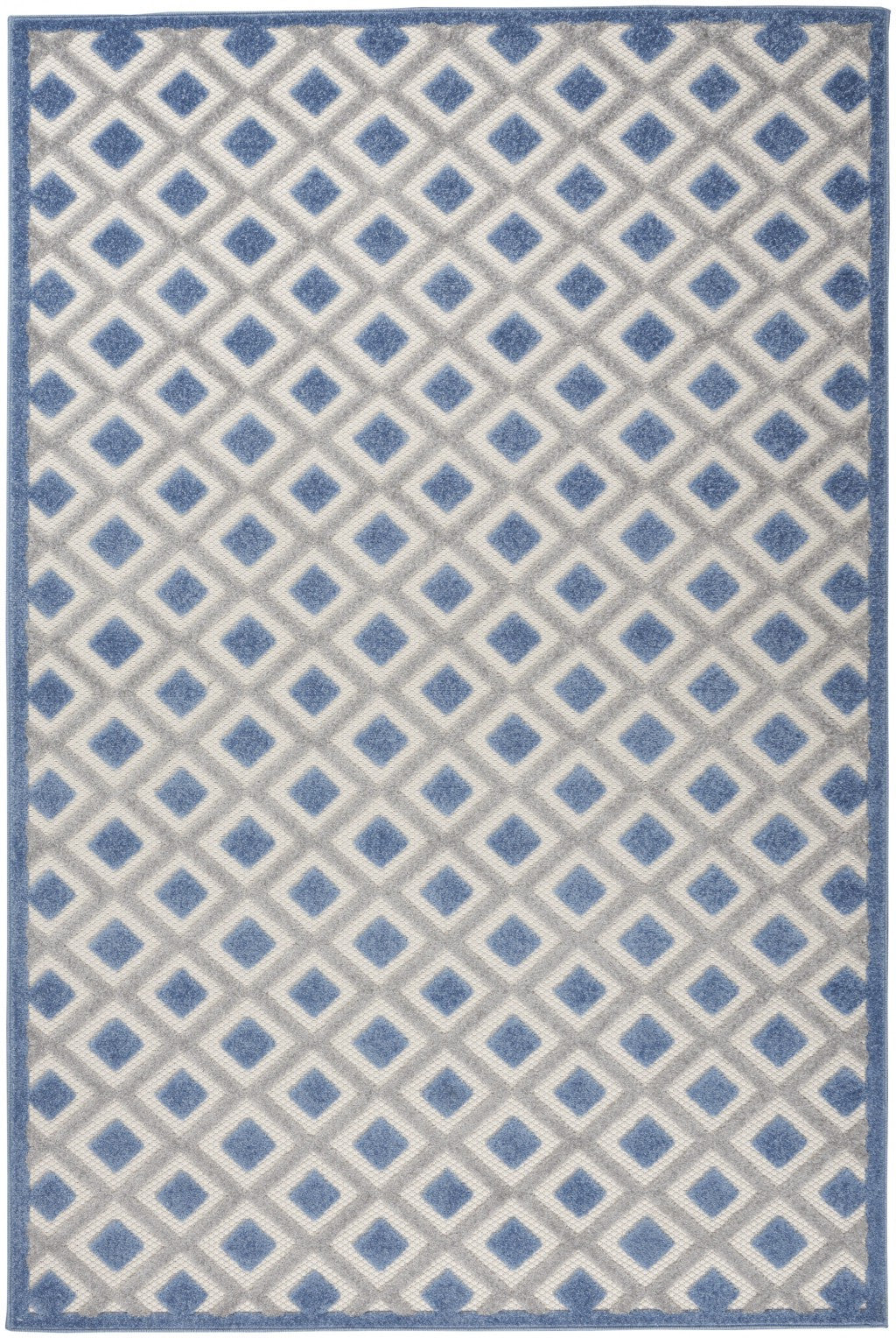 5' Round Blue And Gray Round Geometric Indoor Outdoor Area Rug