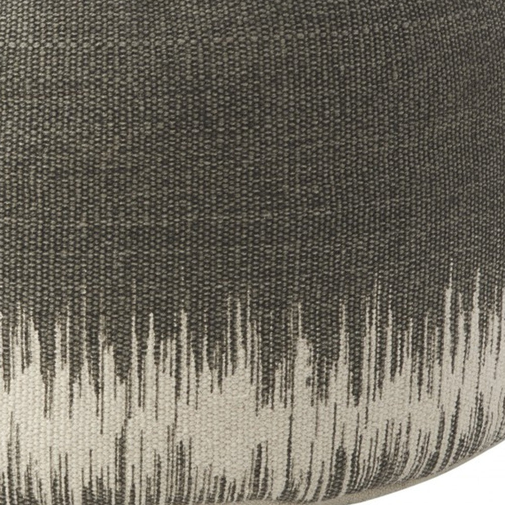 20" Charcoal Cotton Abstract Pouf Ottoman