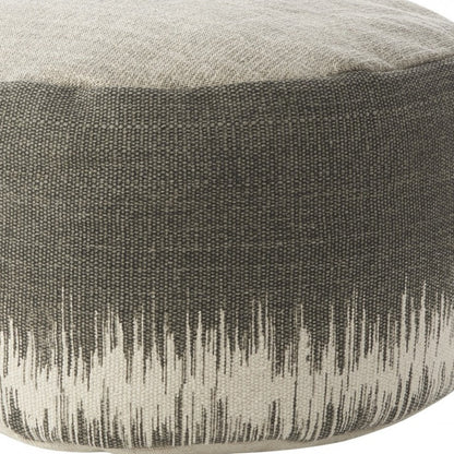 20" Charcoal Cotton Abstract Pouf Ottoman