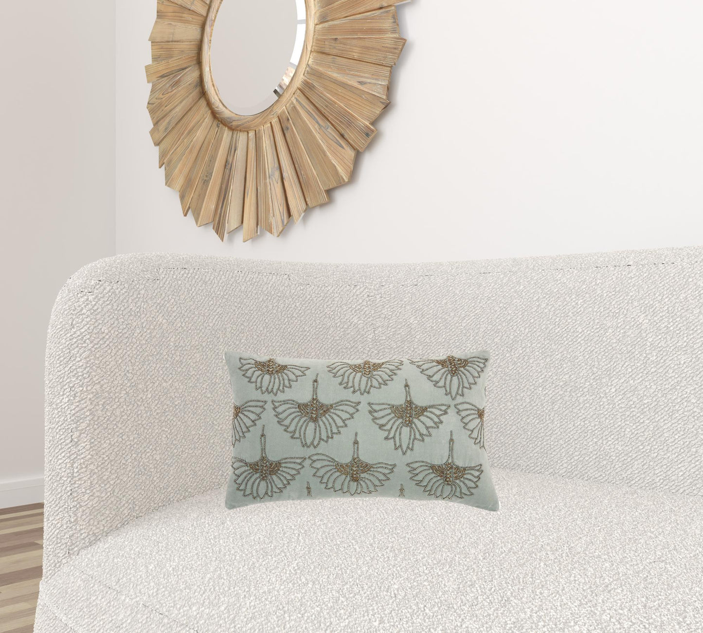 Brilliant Celadon Blue Lumbar Pillow