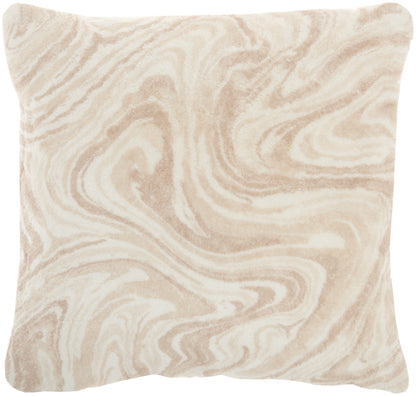 Cream Marble Patterned Throw Pillow