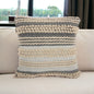 20" Gray and Cream Cotton Blend Throw Pillow With Embroidery