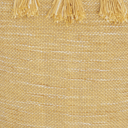 13" X 33" Yellow Polyester Blend Throw Pillow With Tassels