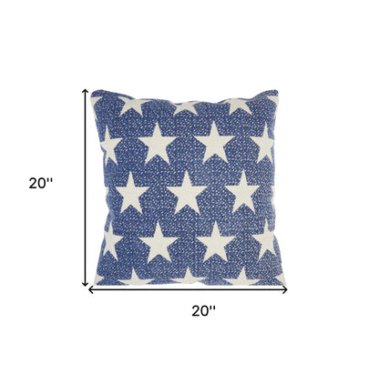 Navy Blue And Ivory Stars Throw Pillow