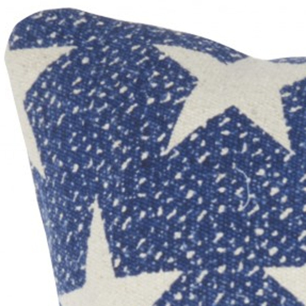 Navy Blue And Ivory Stars Throw Pillow