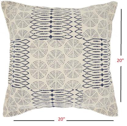 Indigo And Ivory Geometric Throw Pillow