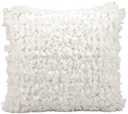 20" X 20" White Cotton Blend Textured Shag Throw Pillow