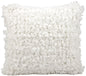 20" X 20" White Cotton Blend Textured Shag Throw Pillow