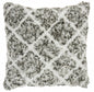 24" White and Gray Diamond Faux Fur Throw Pillow