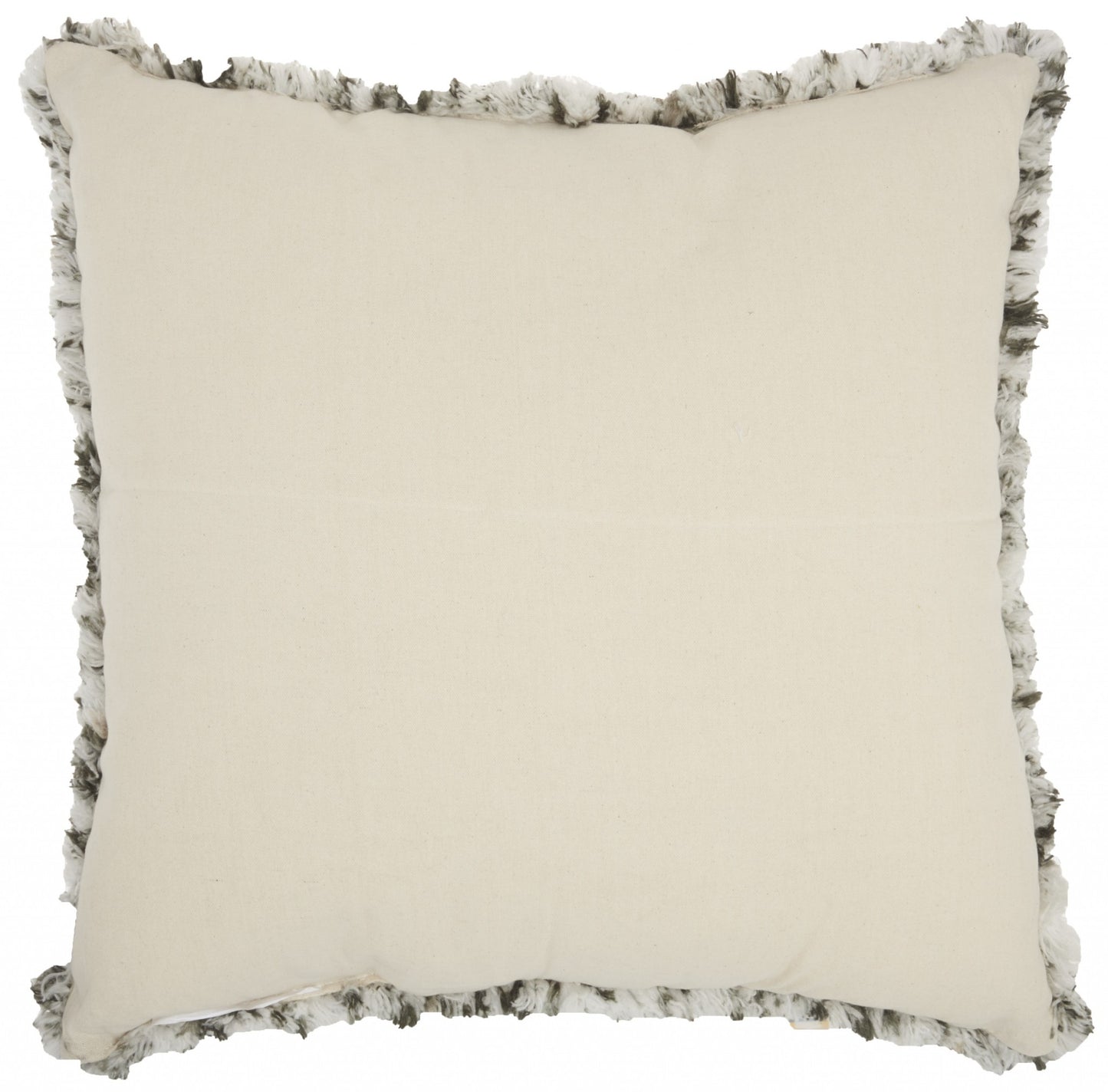 24" White and Gray Diamond Faux Fur Throw Pillow