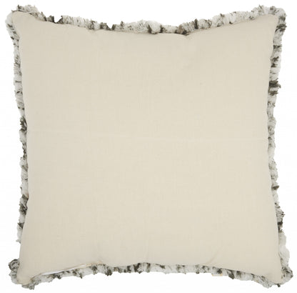 24" White and Gray Diamond Faux Fur Throw Pillow