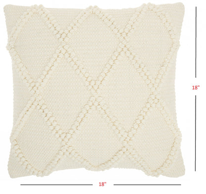 Ivory Textured Lattice Throw Pillow