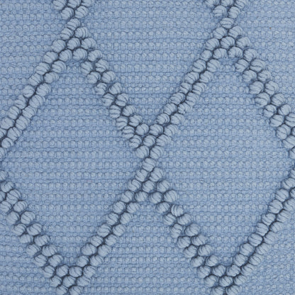 Soft Blue Textured Lattice Throw Pillow