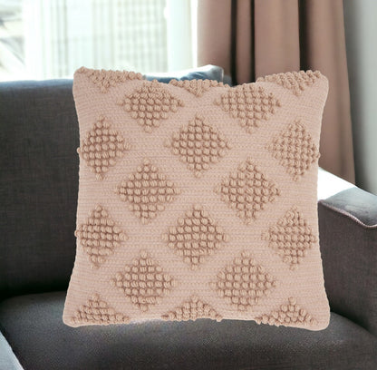 Blush Textured Diamonds Throw Pillow