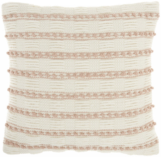 18" Blush Cotton Blend Throw Pillow