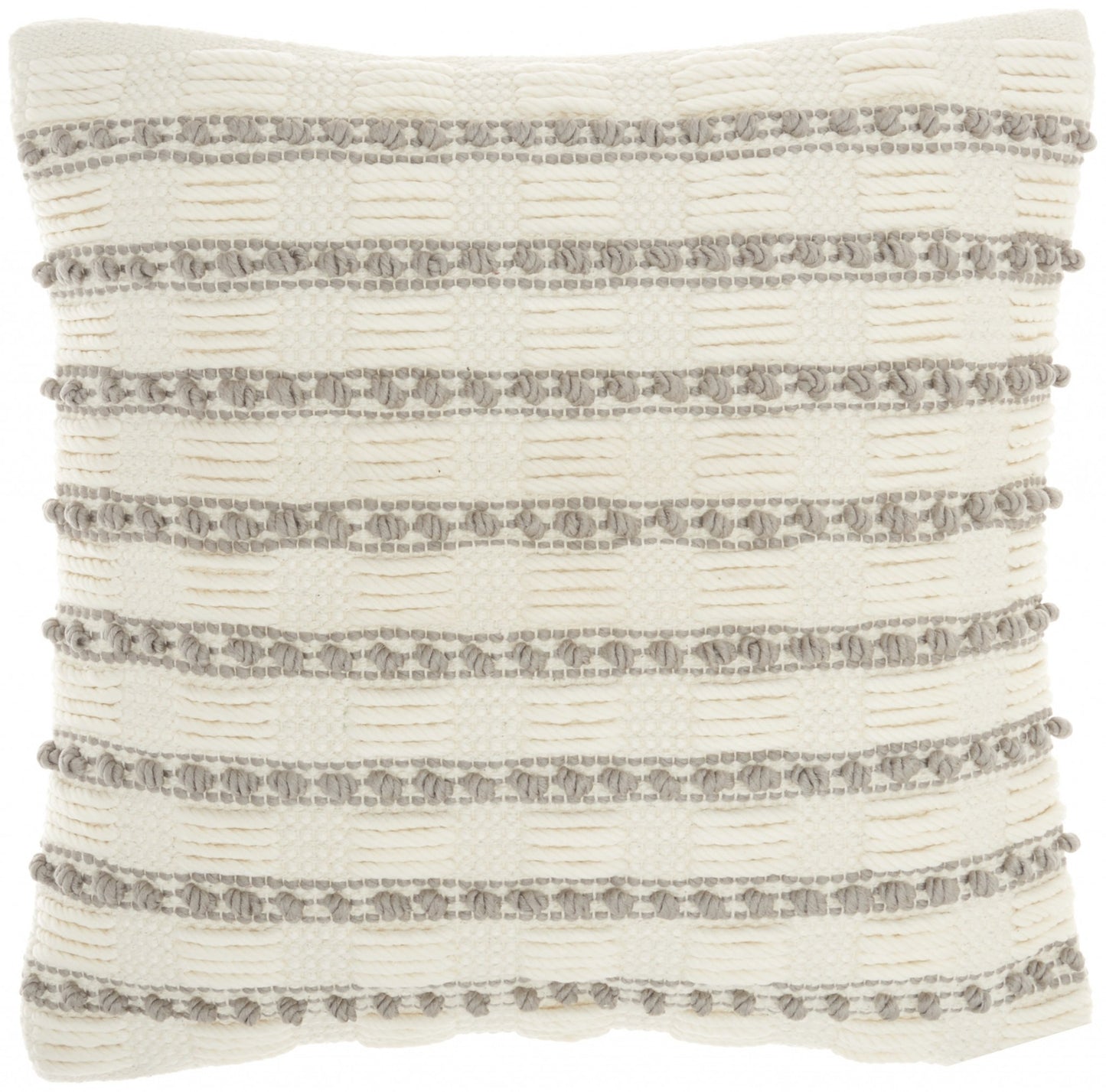 Light Gray And Ivory Textured Stripes Throw Pillow