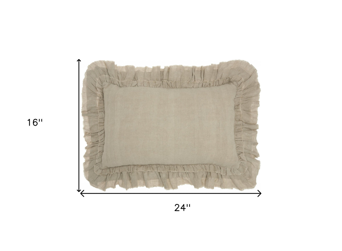 16" Beige Linen Throw Pillow