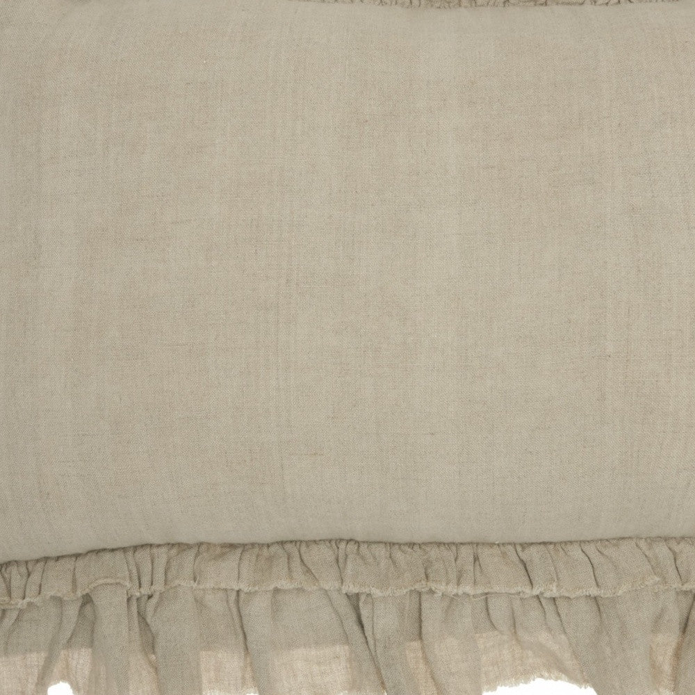 16" Beige Linen Throw Pillow