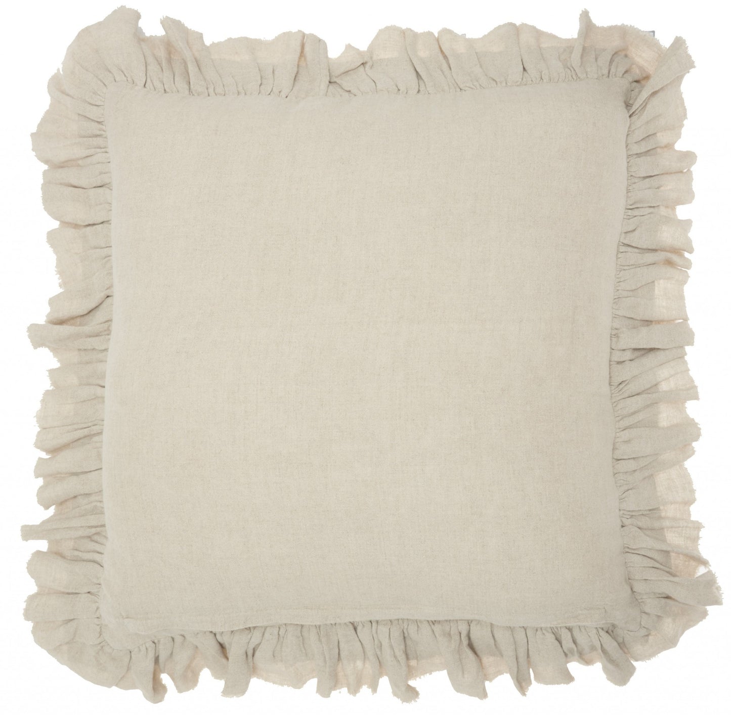 24" Beige Pillow With Ruffled Edges