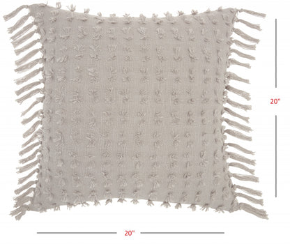 Tassel Detailed Gray Throw Pillow