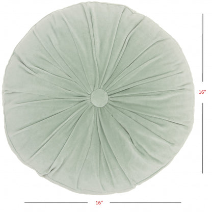 16" X 16" Mint Green Round Velvet Throw Pillow