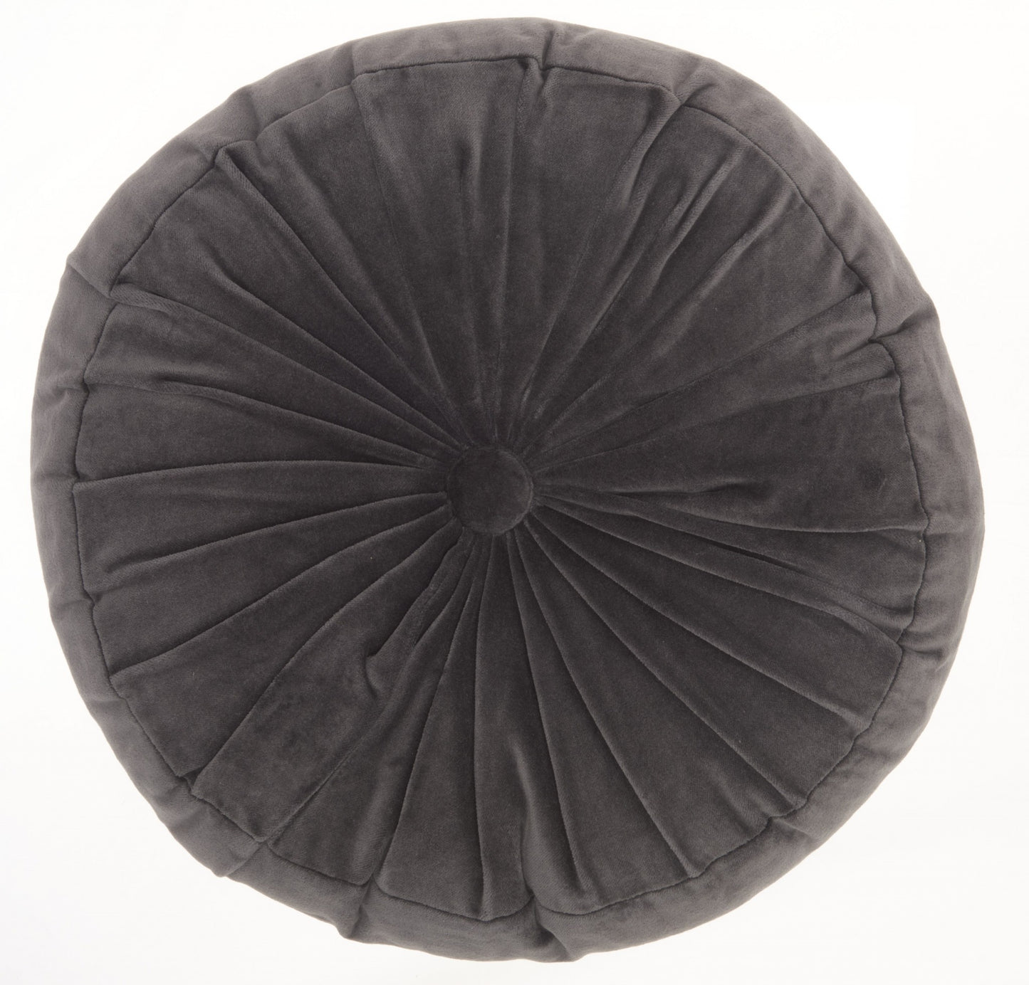 16" Dark Gray Round Tufted Velvet Throw Pillow