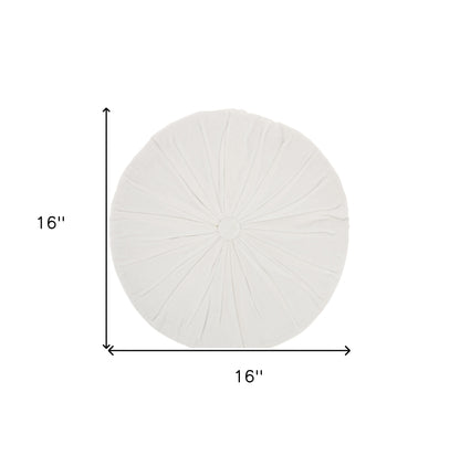 16" White Round Velvet Throw Pillow