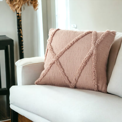 Boho Chic Blush Textured Lines Throw Pillow