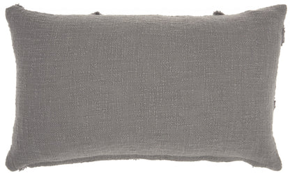 Gray  Abstract Shaggy Detail Lumbar Pillow