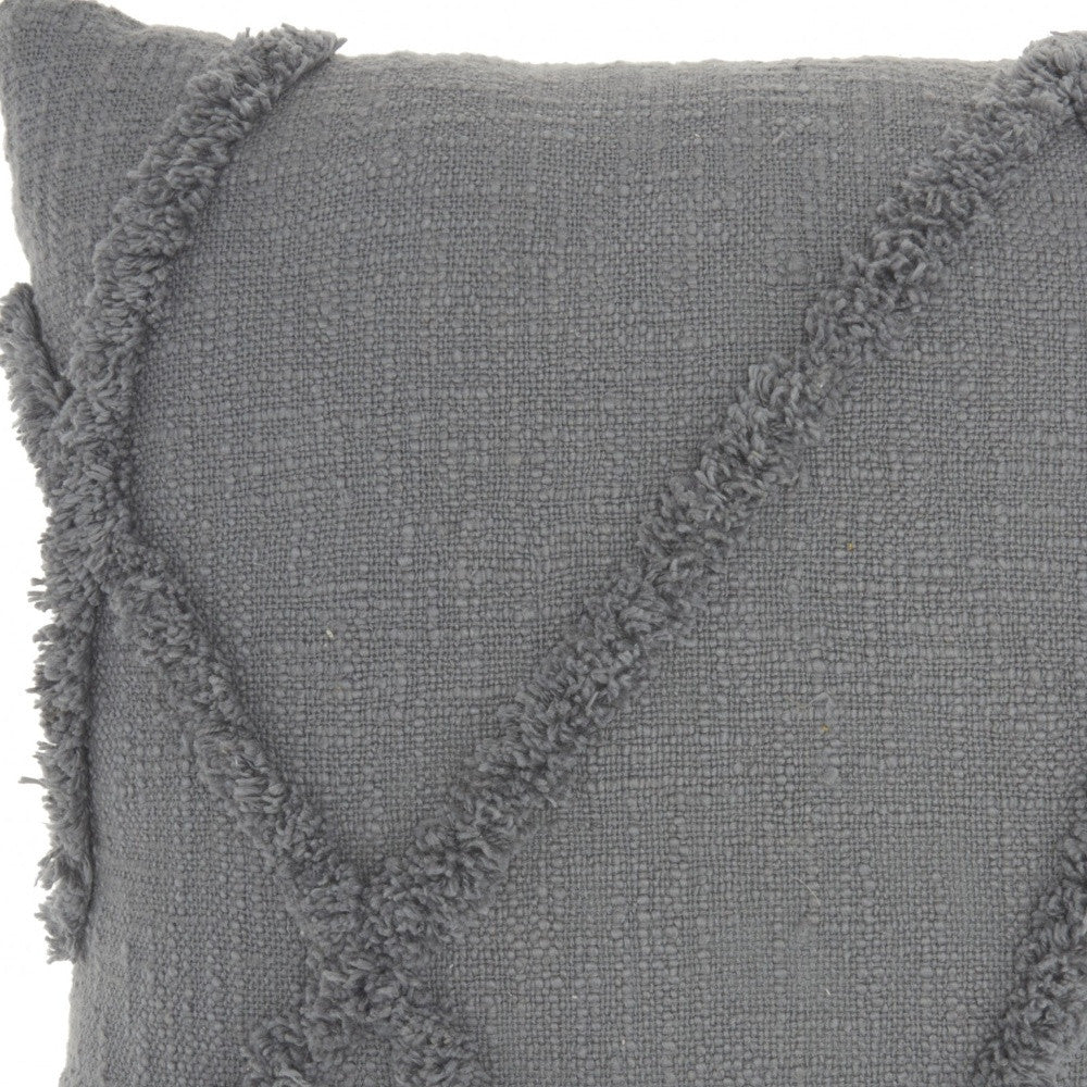 18" Gray Cotton Throw Pillow