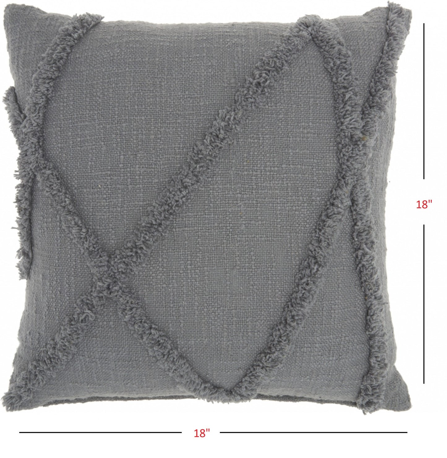 18" Gray Cotton Throw Pillow