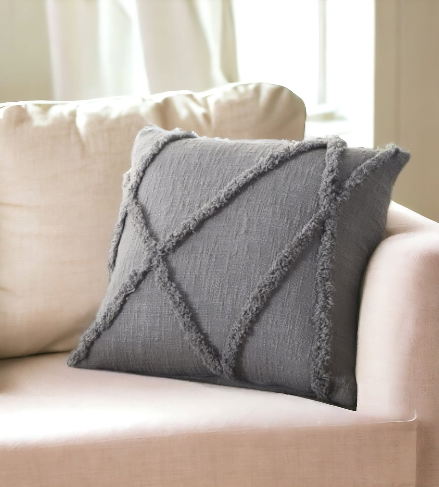 18" Gray Cotton Throw Pillow