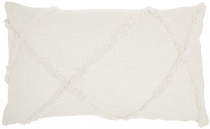 White Abstract  Shaggy Detail Lumbar Pillow