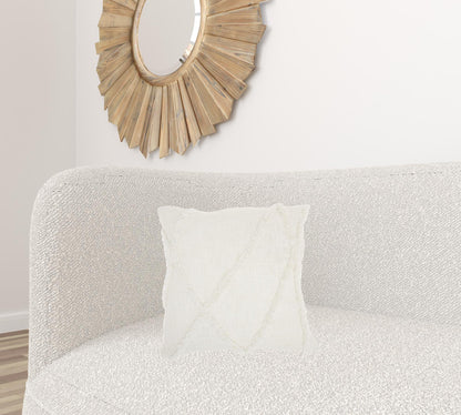 Boho Chic White Textured Lines Throw Pillow