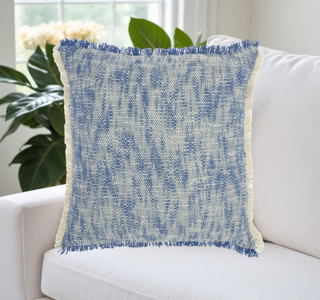 Blue And Ivory Abstract Pattern Throw Pillow