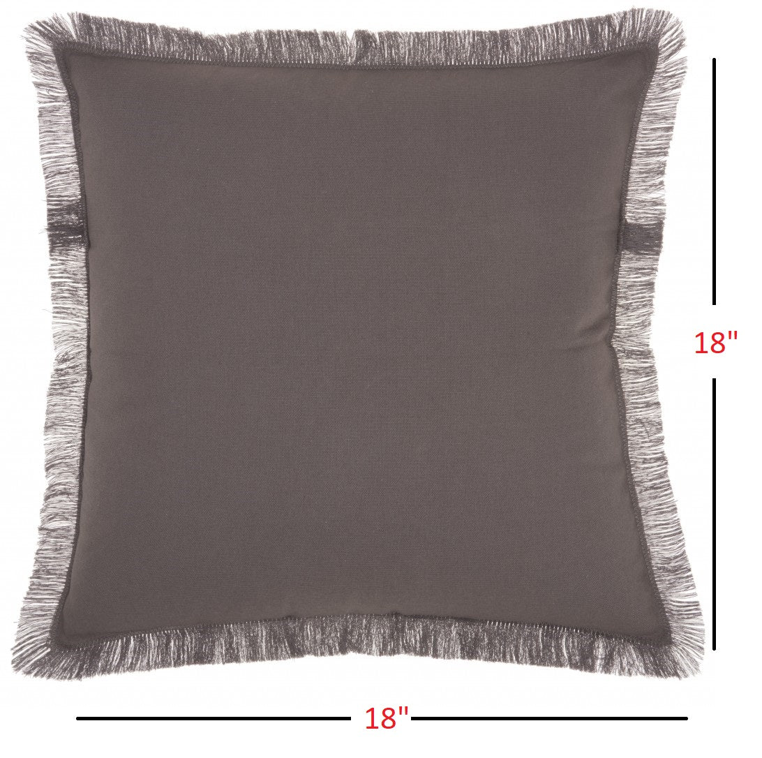 18" Charcoal Cotton Throw Pillow