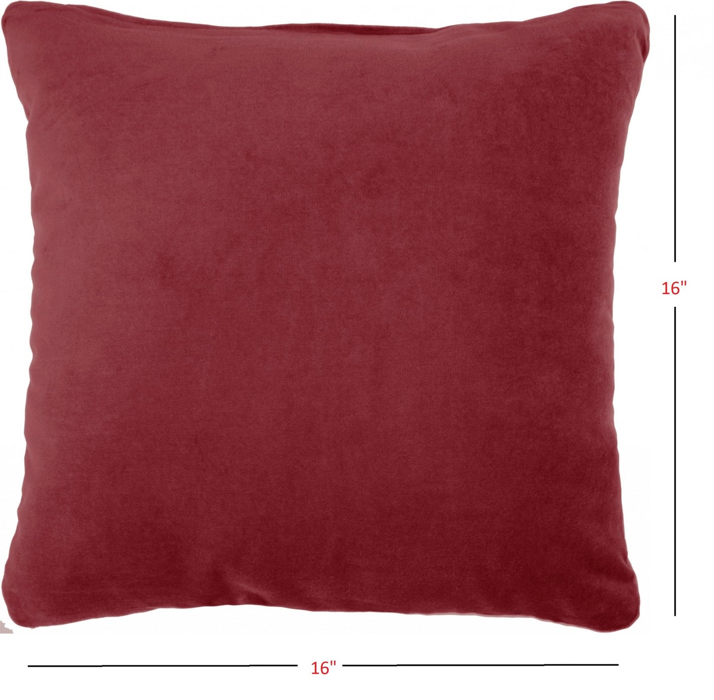 16" X 16" Red Solid Color Velvet Throw Pillow