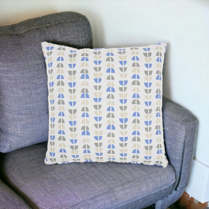 Blue And Taupe Geo Lines Throw Pillow