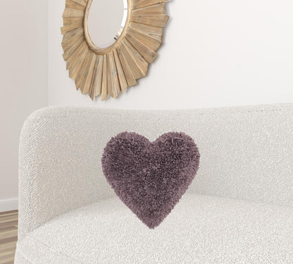 Heart Shaped Lavendar Shag Accent Pillow