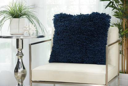 Fluffy Navy Shag Accent Throw Pillow