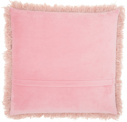 20" Plush Rose Shag Accent Throw Pillow