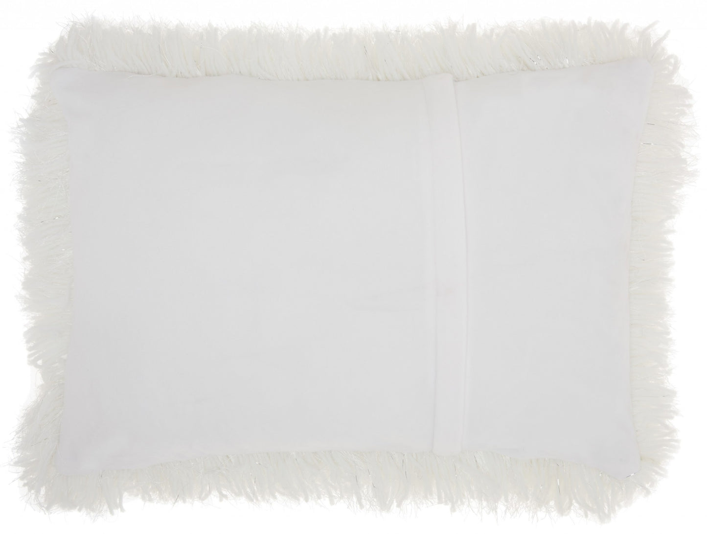 14" X 20" White Super Shaggy Throw Pillow