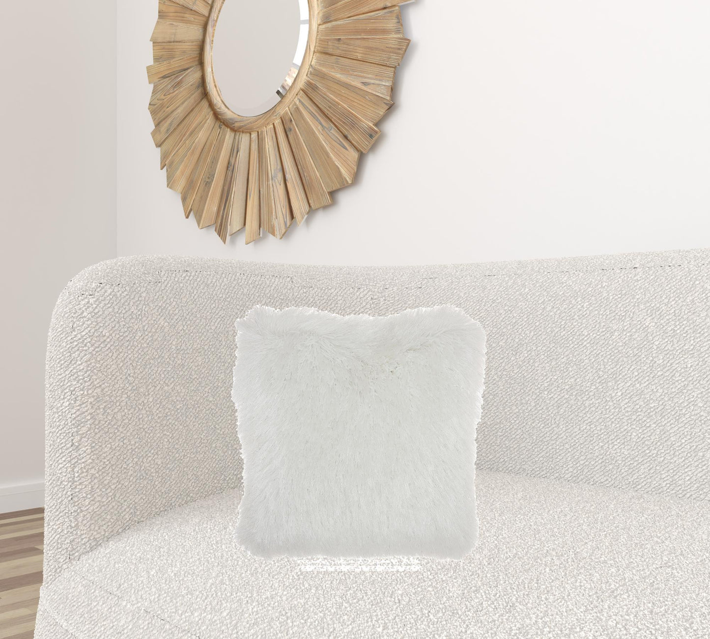 20" Plush White Shag Accent Throw Pillow