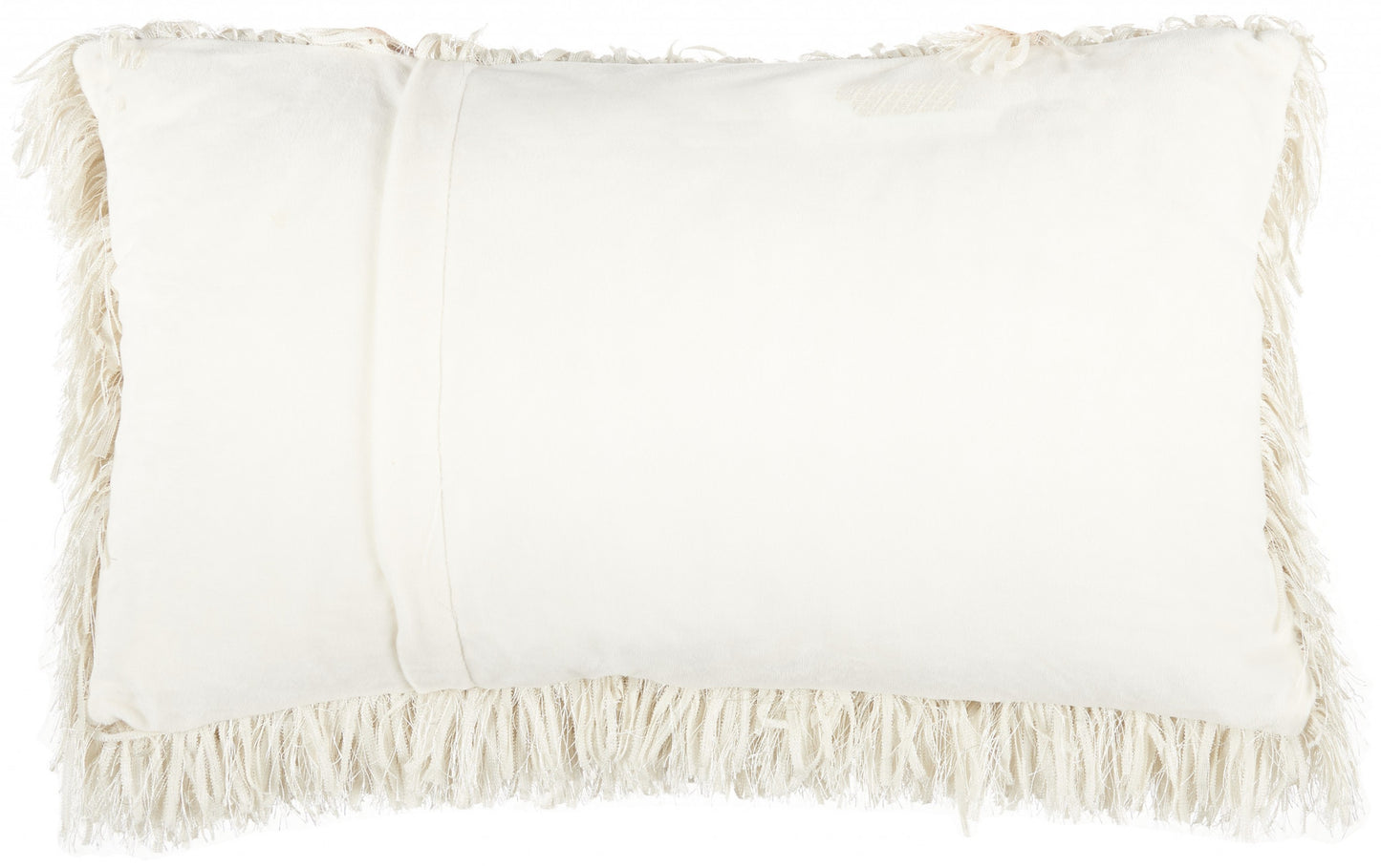 14" X 24" Long Ivory Shag Throw Pillow