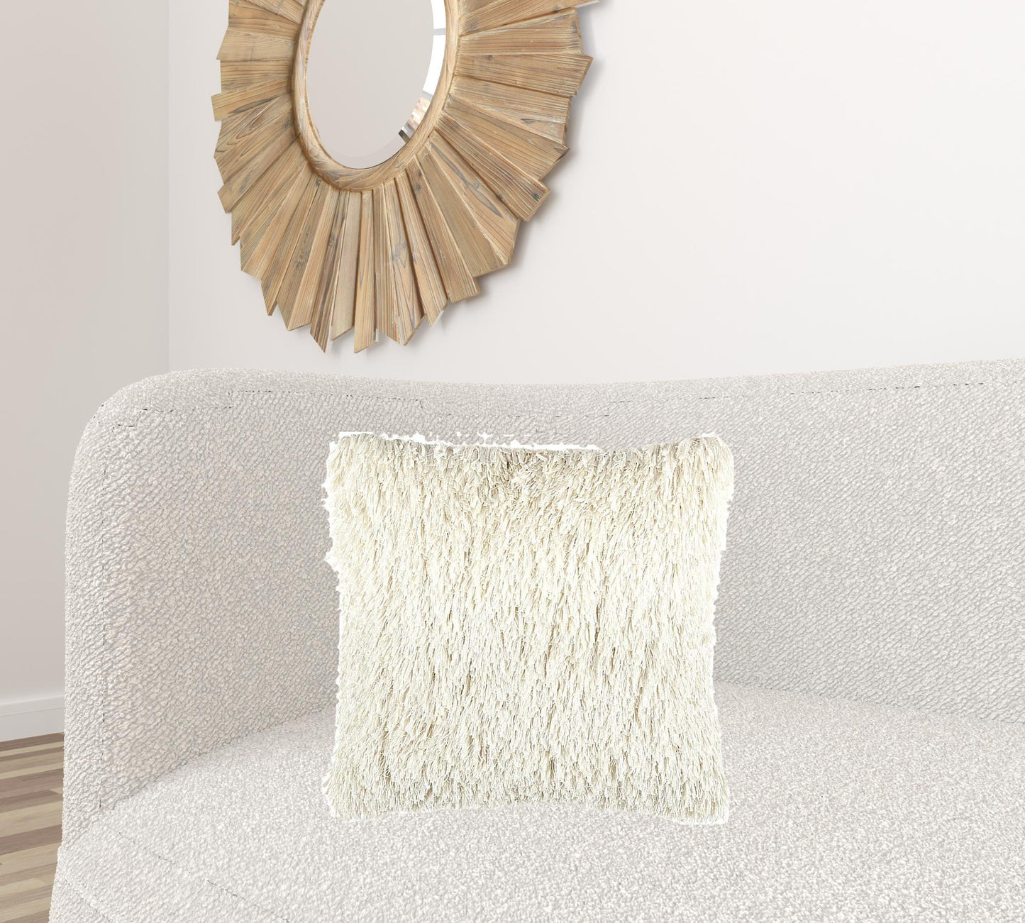 Square Ivory Shag Throw Pillow