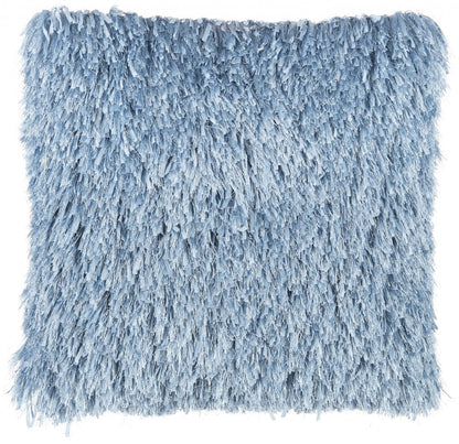 Square Ocean Blue Shag Throw Pillow