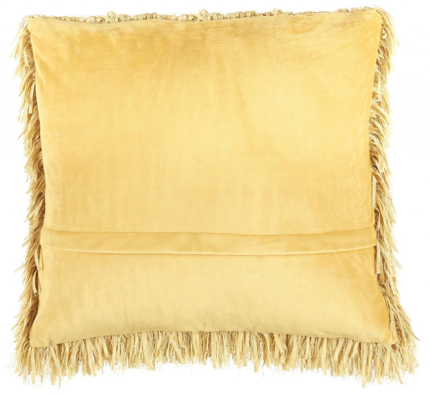 Square Yellow Shag Throw Pillow