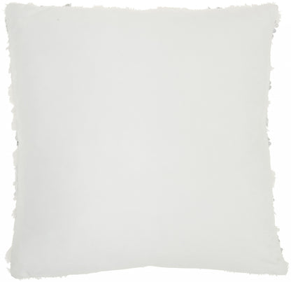 20" Sequined White Faux Fur Throw Pillow